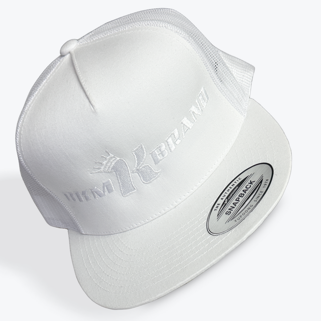 BKM White on White Snapback Hat