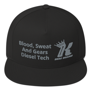 (Blood Sweat & Gears) Flat Bill Cap