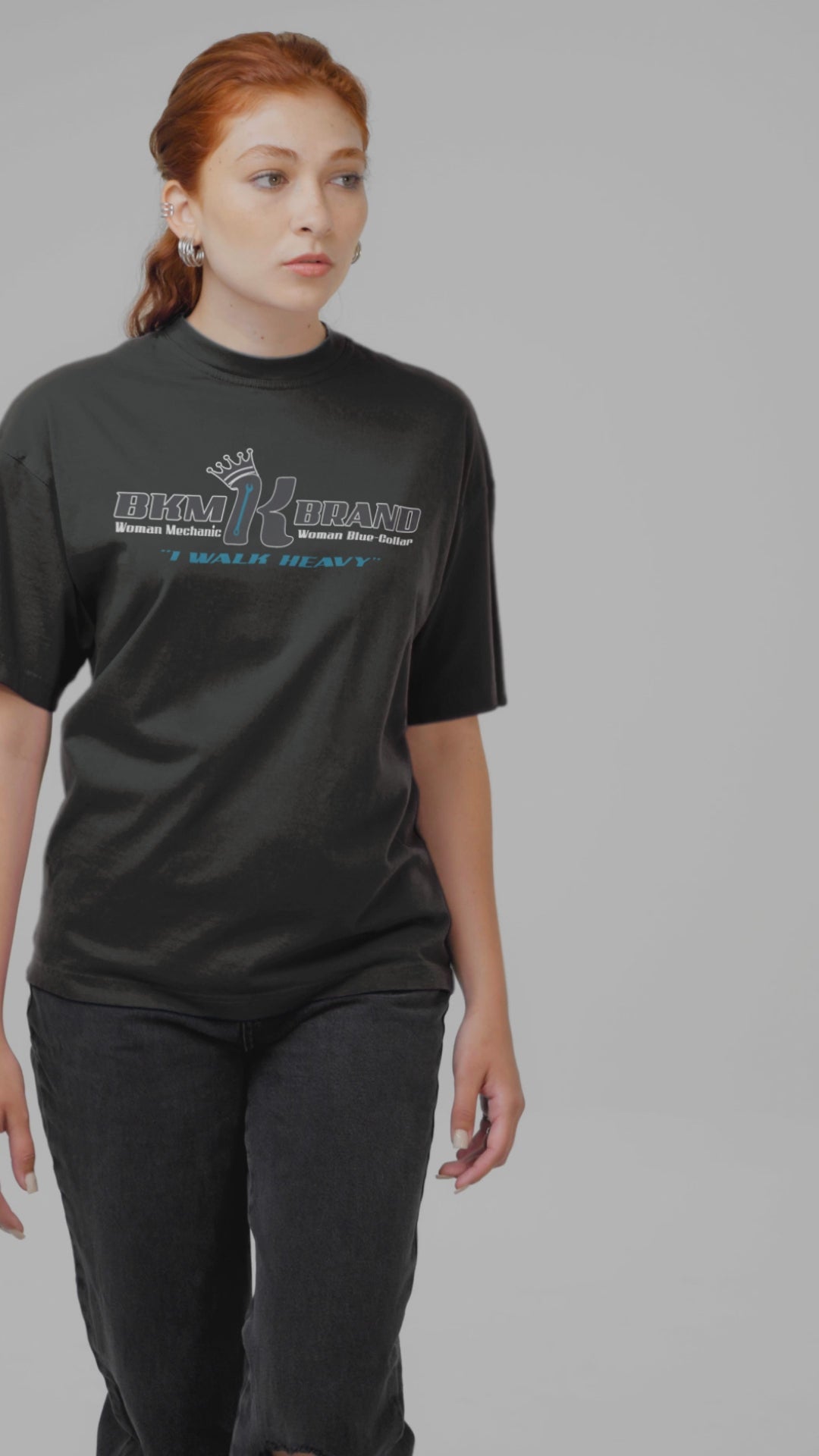 I Walk Heavy™ | Women's Blue-Collar Empowerment T-Shirt | Built for Female Mechanics & Tradeswomen