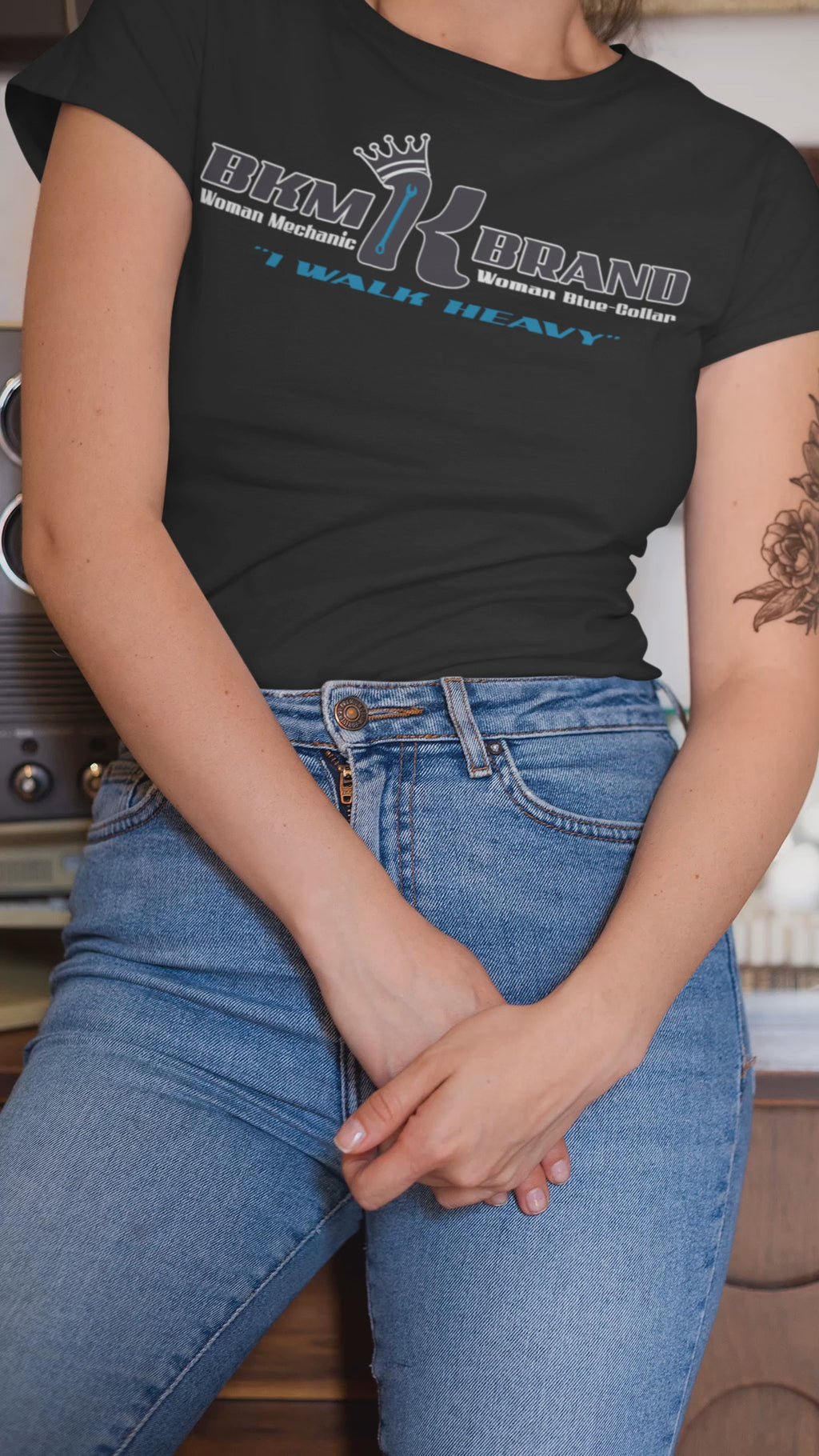 I Walk Heavy™ | Women's Blue-Collar Empowerment T-Shirt | Built for Female Mechanics & Tradeswomen